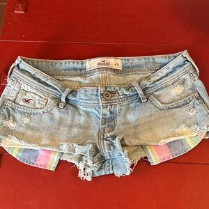 Hollister Women's Distressed Light Blue Jean Shorts 26 waist